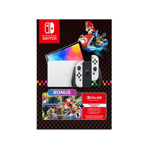 Nintendo Switch OLED Mario Kart 8 Deluxe Bundle - 12-Month Online Individual Membership - 2024